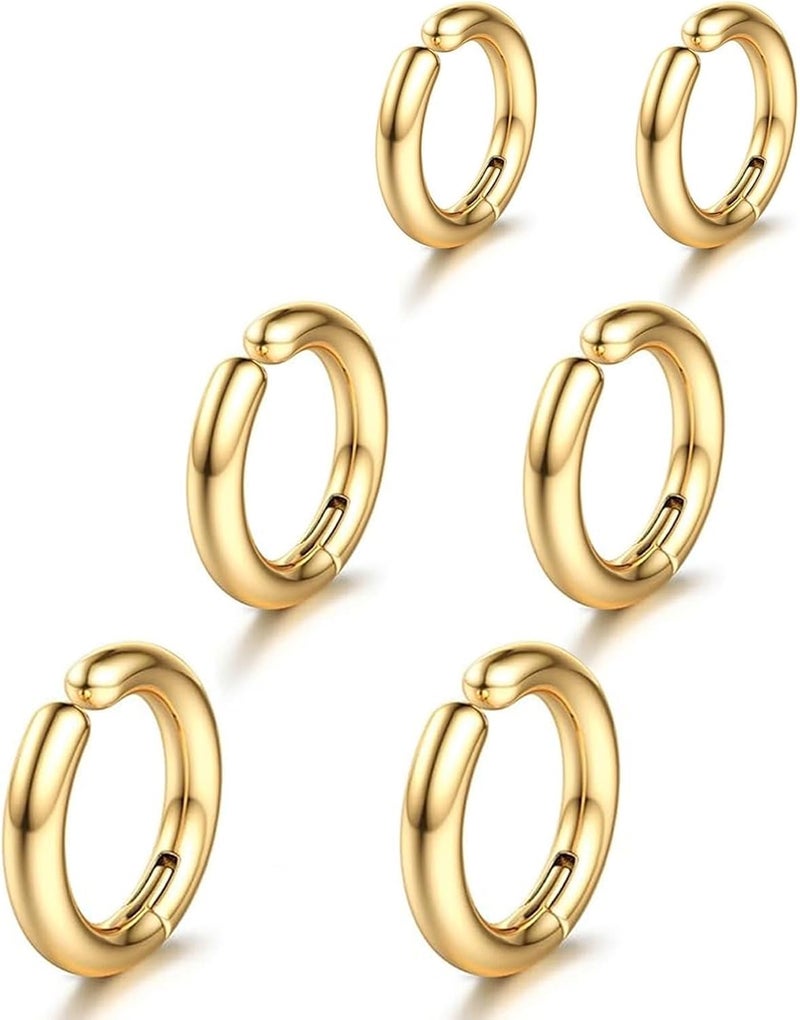 SIISPRI 3 Pairs Clip On Huggie Earrings for Men Women, Unisex Surgical Stainless Steel Hypoallergenic Earrings,Small Hoop Earrings, Polished for Non Pierced Earrings - Image 1